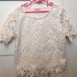 GB Girls white floral lace top